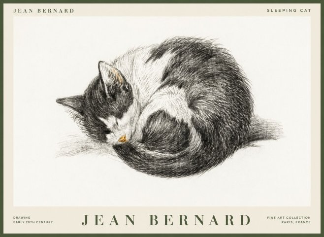 Jean Bernard Sleeping Cat VIII No1 - Plakat
