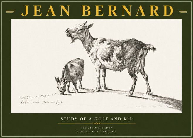 Jean Bernard Study of a Goat and Kid No6 - Plakat