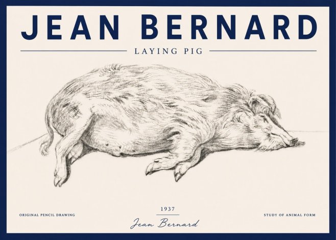 Jean Bernard Laying Pig No4 - Plakat