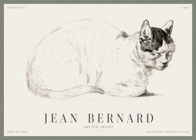Jean Bernard Study of a Cat III No1 - Plakat