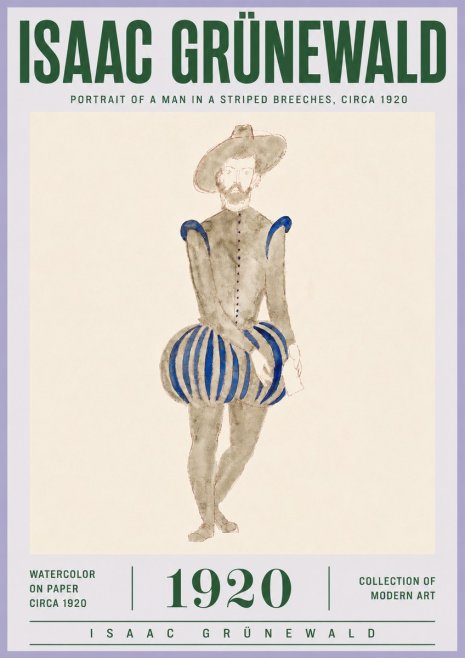Isaac Grünewald Portrait of a Man in a Striped Breeches No4 - Plakat