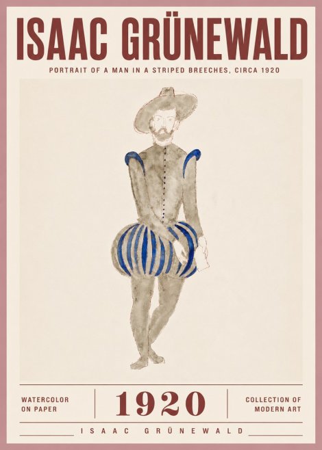 Isaac Grünewald Portrait of a Man in a Striped Breeches No5 - Plakat