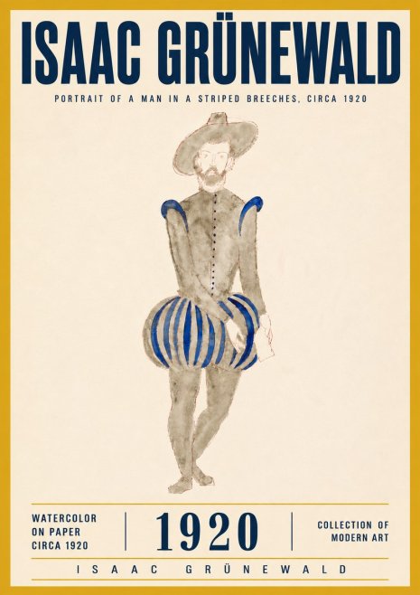Isaac Grünewald Portrait of a Man in a Striped Breeches No6 - Plakat