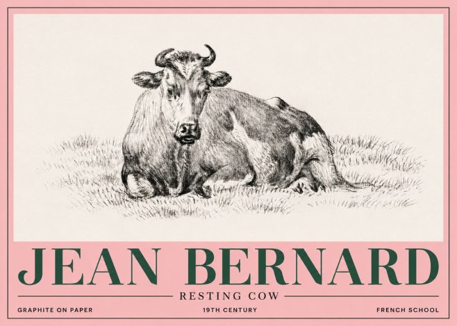 Jean Bernard Resting Cow V No5 - Plakat