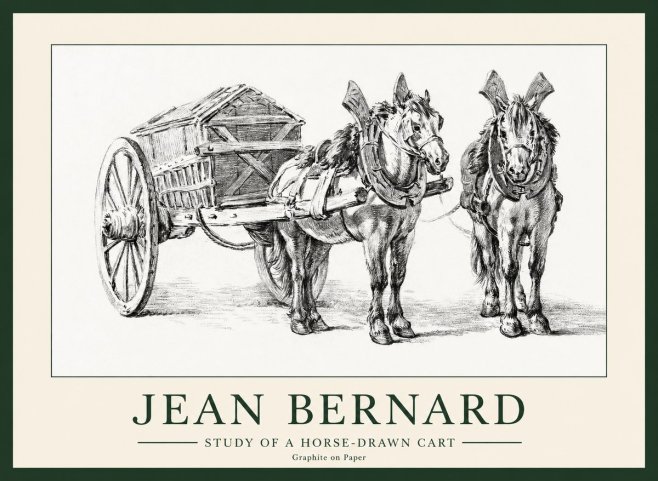Jean Bernard Horse Team and Cart No2 - Plakat