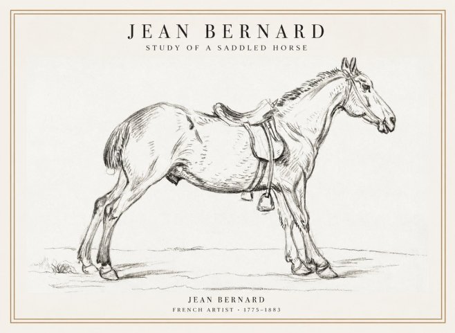 Jean Bernard Study of a Saddled Horse No1 - Plakat