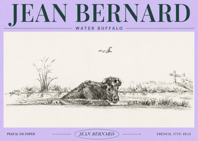 Jean Bernard Study of a Water Buffalo No4 - Plakat