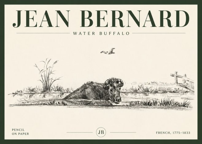 Jean Bernard Study of a Water Buffalo No6 - Plakat