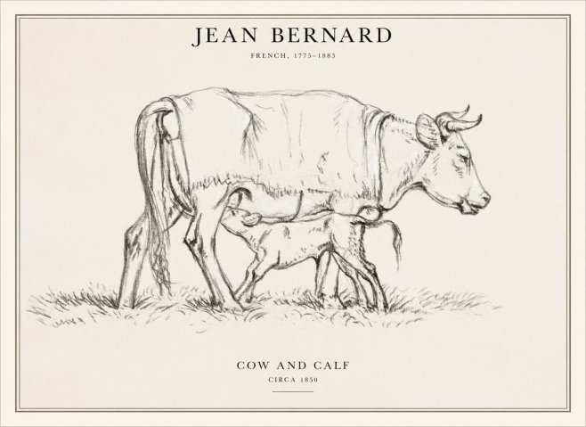 Jean Bernard Cow and Calf II No6 - Plakat