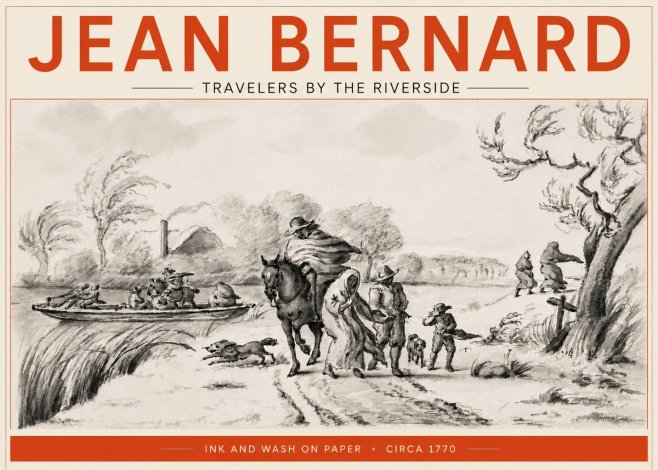 Jean Bernard Travelers by the Riverside No5 - Plakat