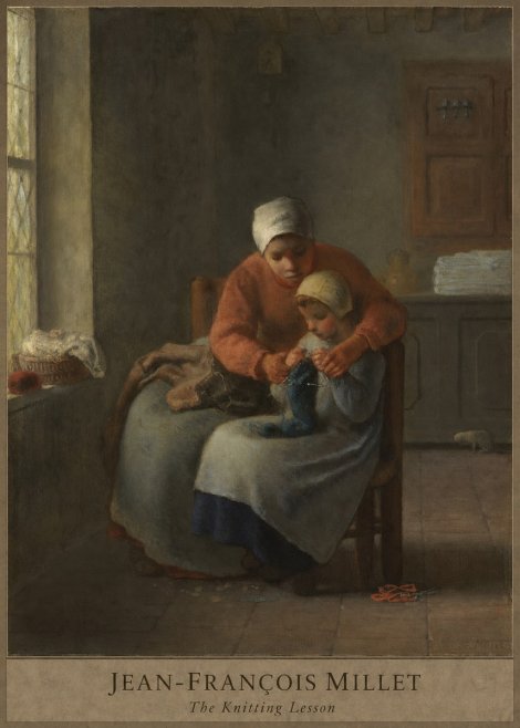 Jean-François Millet The Knitting Lesson II No4 - Plakat