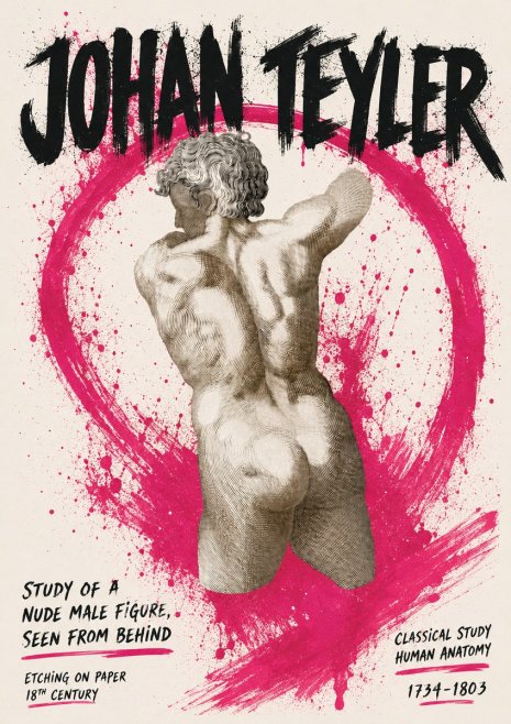 Johan Teyler Study of a Nude Male Figure, Seen from Behind No5 - Plakat