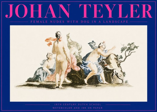 Johan Teyler Nudi Femminili Con Cane in Paesaggio No6 - Plakat