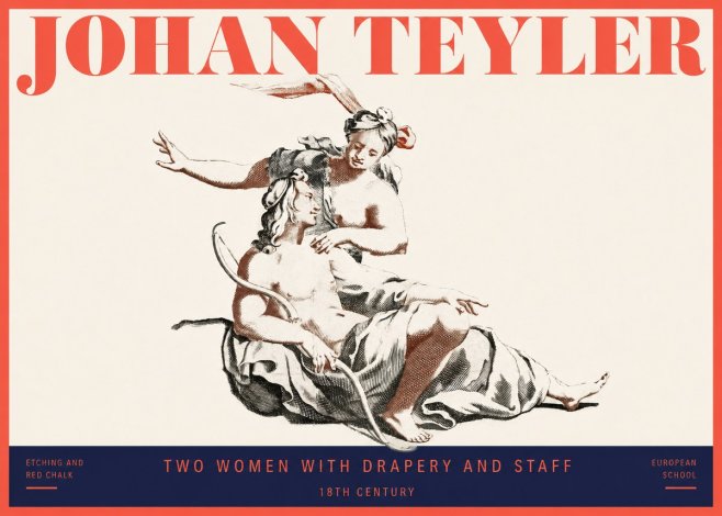 Johan Teyler Two Women with Drapery and Staff No2 - Plakat