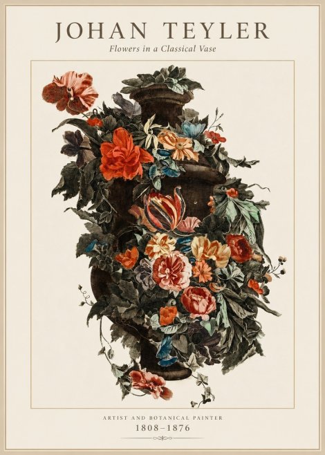 Johan Teyler Flowers in a Classical Vase No1 - Plakat