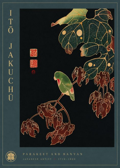 Itō Jakuchū Parakeet and Banyan No4 - Plakat