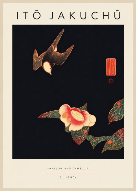 Itō Jakuchū Swallow and Camellia No5 - Plakat
