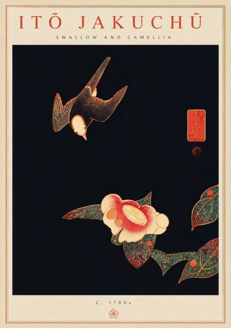 Itō Jakuchū Swallow and Camellia No6 - Plakat