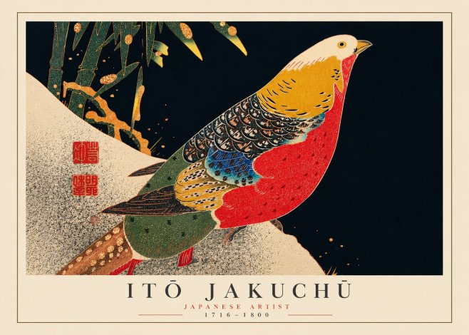 Itō Jakuchū Golden Pheasant and Bamboo No5 - Plakat