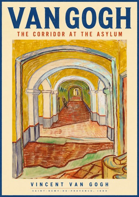Van Gogh The Corridor at the Asylum No4 - Plakat