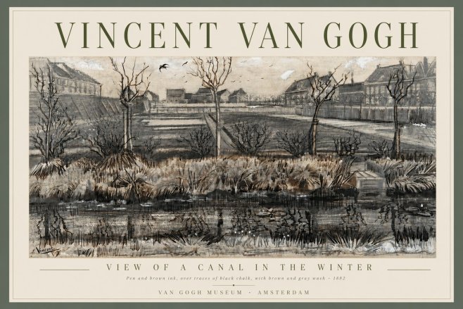 Van Gogh View of a Canal in the Winter No6 - Plakat