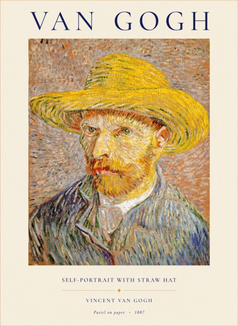 Van Gogh Self-portrait with Straw Hat No1 - Plakat