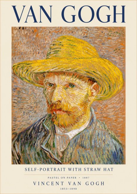 Van Gogh Self-portrait with Straw Hat No3 - Plakat