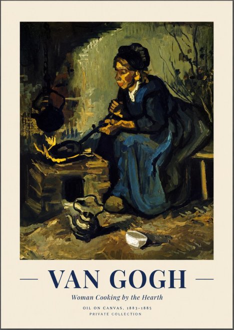 Van Gogh Woman Cooking by the Hearth No1 - Plakat