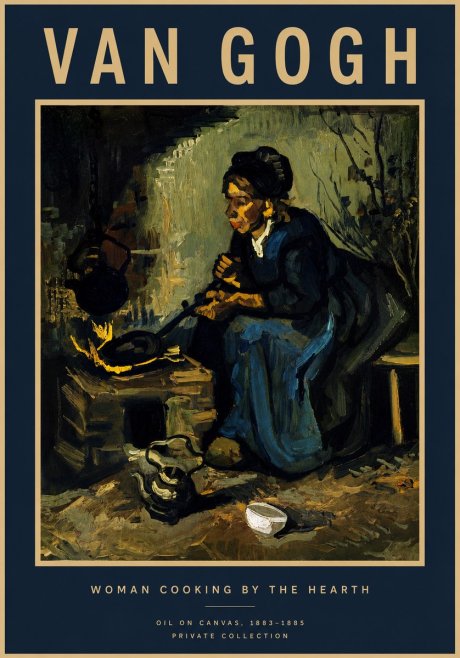Van Gogh Woman Cooking by the Hearth No4 - Plakat