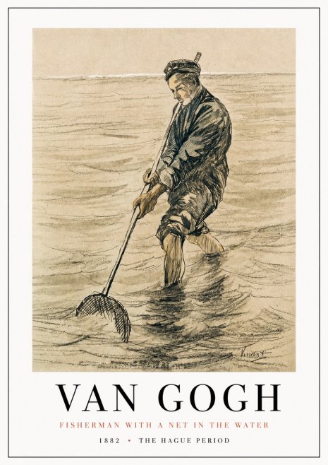 Van Gogh Fisherman with Net No4 - Plakat