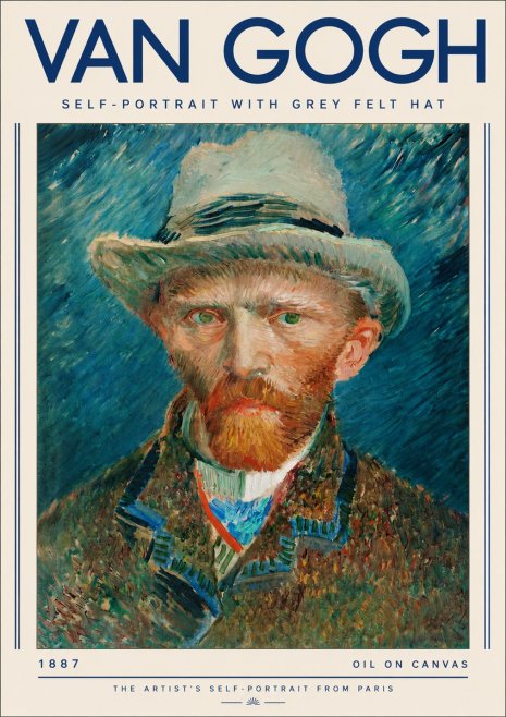 Van Gogh Self-portrait with Grey Felt Hat No3 - Plakat