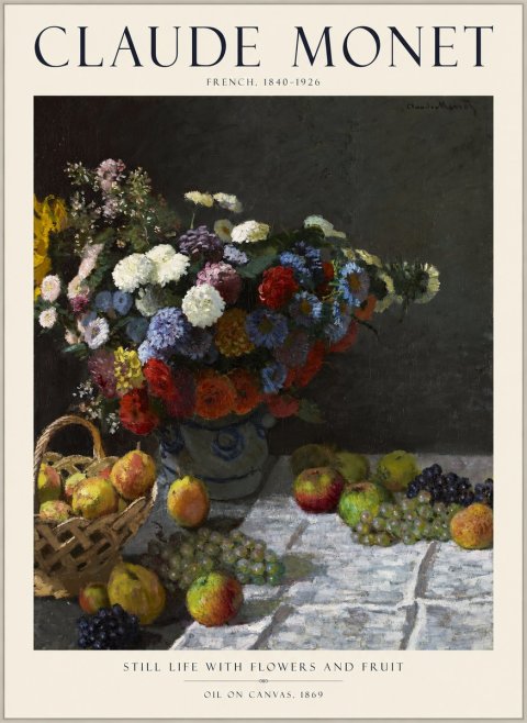 Monet Still Life with Flowers and Fruit No1 - Plakat