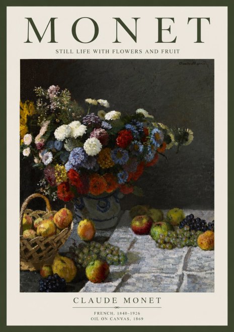 Monet Still Life with Flowers and Fruit No4 - Plakat