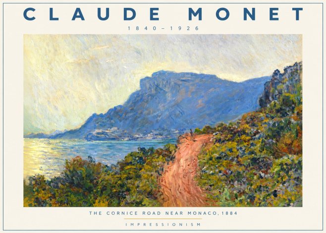 Monet The Cornice Road Near Monaco No2 - Plakat