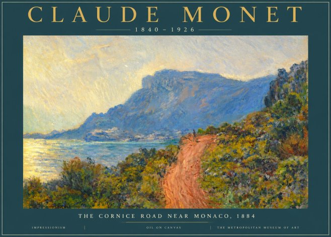 Monet The Cornice Road Near Monaco No4 - Plakat