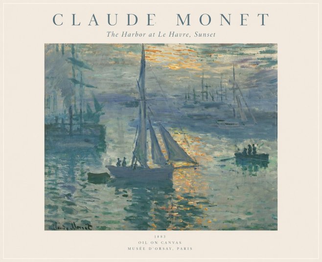 Monet The Harbor at Le Havre, Sunset No1 - Plakat