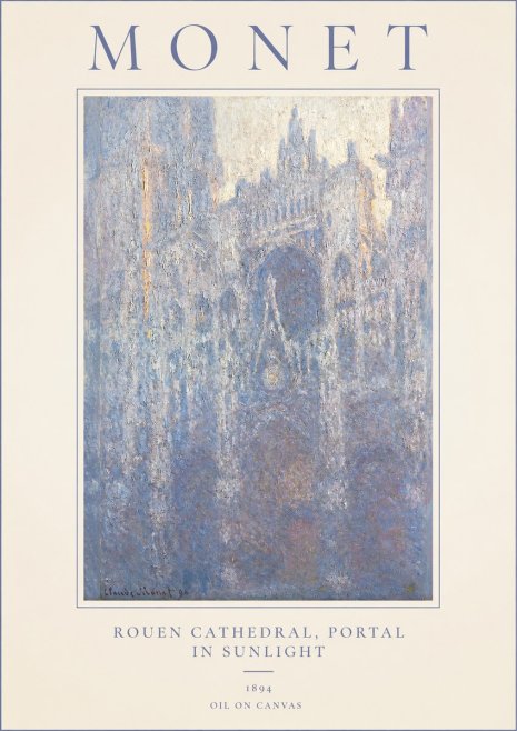 Monet Rouen Cathedral, Portal in Sunlight No1 - Plakat