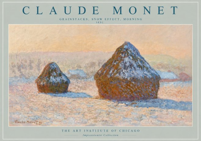 Monet Grainstacks, Snow Effect, Morning No4 - Plakat
