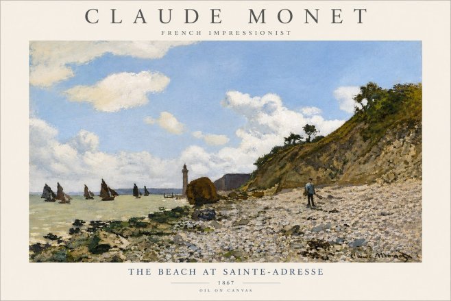 Monet The Beach at Sainte-adresse II No4 - Plakat