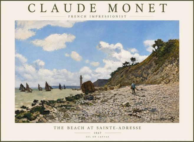 Monet The Beach at Sainte-adresse II No6 - Plakat