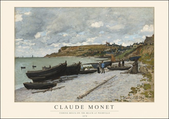 Monet Fishing Boats on the Beach at Pourville No1 - Plakat