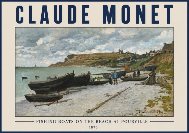 Monet Fishing Boats on the Beach at Pourville No3 - Plakat