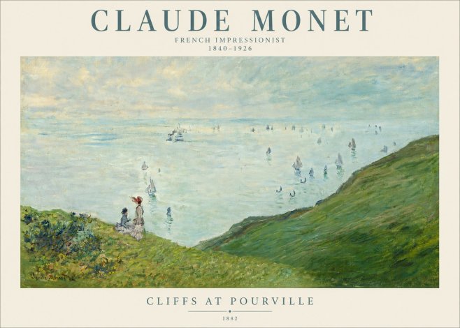 Monet Cliffs at Pourville I No3 - Plakat