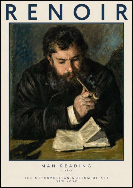Renoir Man Reading No3 - Plakat