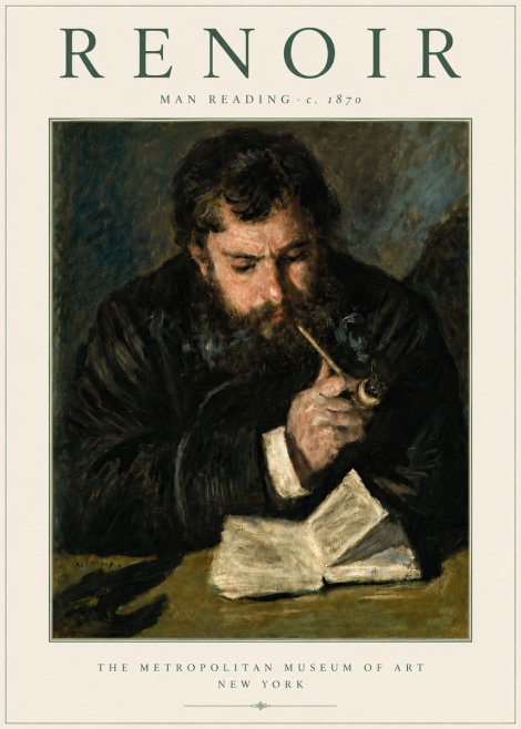 Renoir Man Reading No4 - Plakat