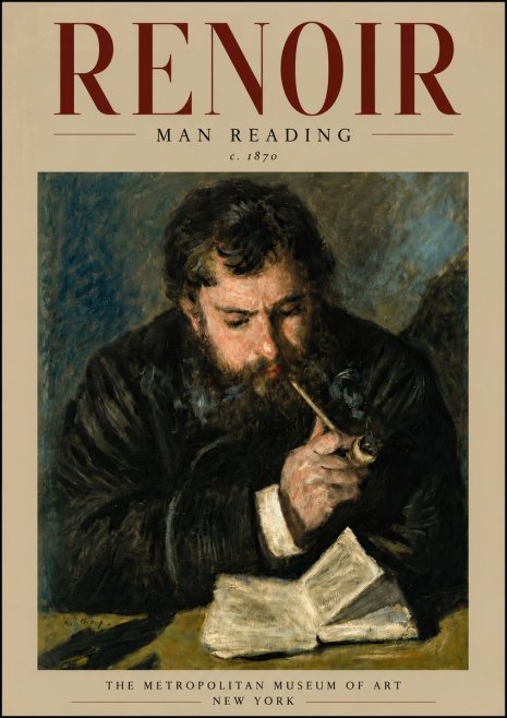 Renoir Man Reading No6 - Plakat