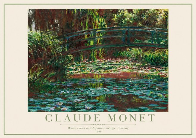 Monet Water Lilies and Japanese Bridge, Giverny No3 - Plakat