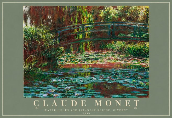 Monet Water Lilies and Japanese Bridge, Giverny No4 - Plakat