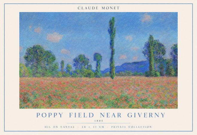 Monet Poppy Field Near Giverny No1 - Plakat