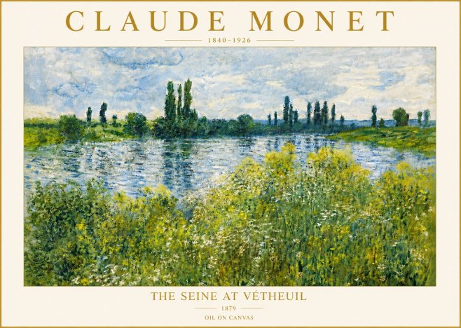 Monet The Seine at Vétheuil No6 - Plakat
